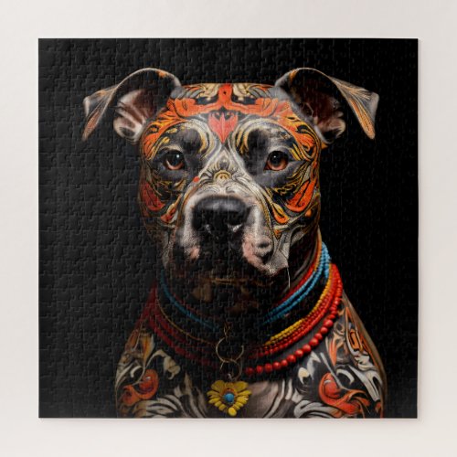 Ceremonial Staffordshire Bull Terrier Warrior Jigsaw Puzzle