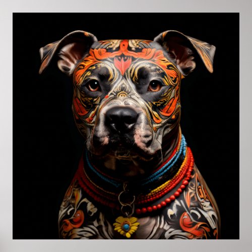 Ceremonial Staffordshire Bull Terrier Warrior Poster