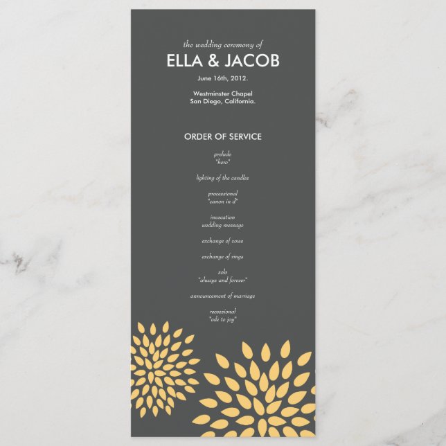 Ceremony Program // Posh Petals // Sunshine (Front)