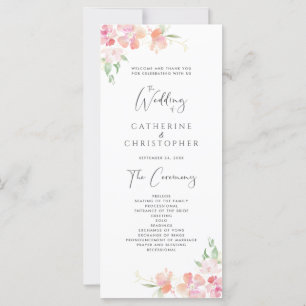 Ceremony Program Wedding   Pink & Coral Floral