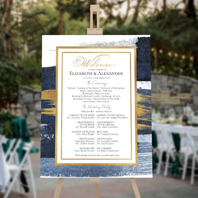 Ceremony Programs Signs | Blue Wedding Abstract (Creator Uploaded)
