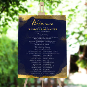 Ceremony Programs Signs Blue Wedding Abstract