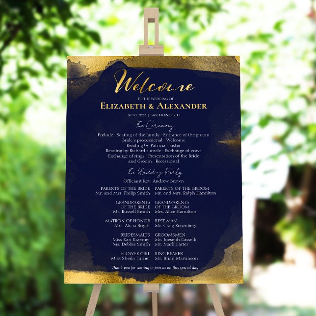 Ceremony Programs Signs | Blue Wedding Abstract (Creator Uploaded)