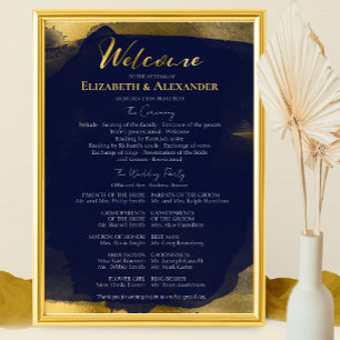 Ceremony Programs Signs Blue Wedding Abstract