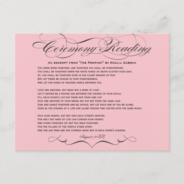 Ceremony Reading Postcard (Front)