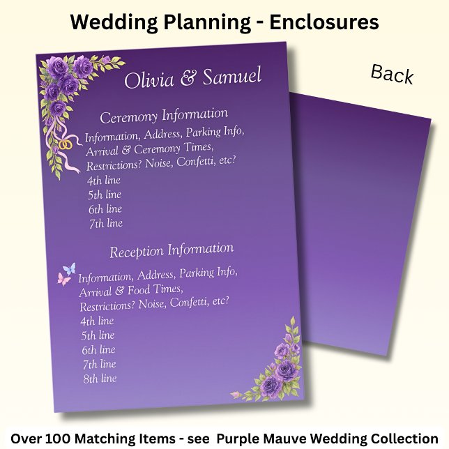 Ceremony & Reception Venues info - Purple Mauve  Enclosure Card (Creator Uploaded)