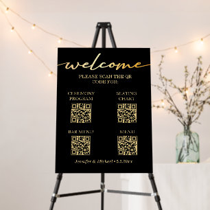 ceremony&seating chart&bar menu&menu black golden foam board