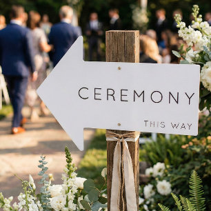 Ceremony This Way Arrow Black and White Yard Sign