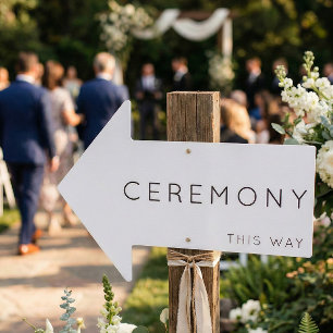 Ceremony This Way Arrow Black and White Yard Sign