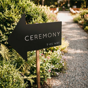 Ceremony This Way Arrow Black Yard Sign