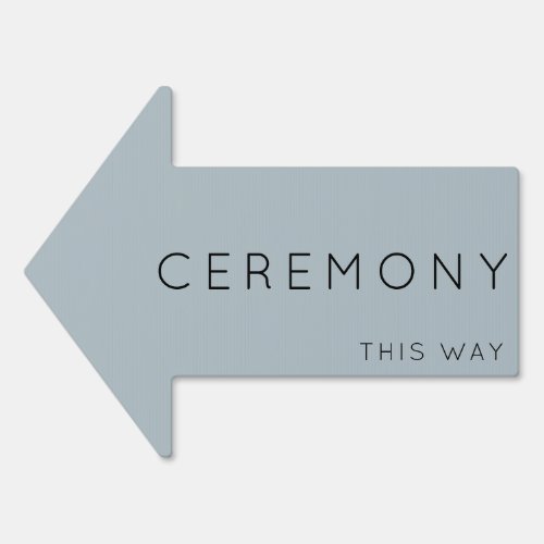 Ceremony This Way Arrow Dusty Blue Yard Sign