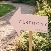 Ceremony This Way Arrow Light Pink Yard Sign