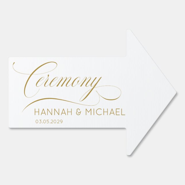"Ceremony This Way Arrow"  Script Font, Elegant Sign (Back)