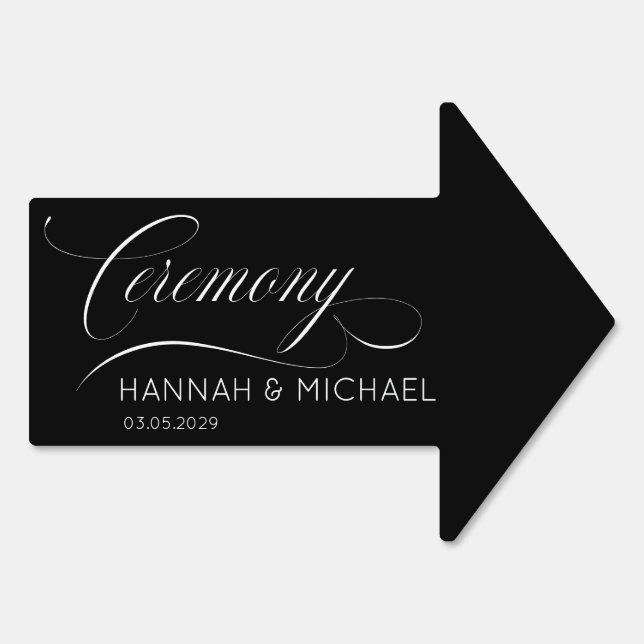 "Ceremony This Way Arrow"  Script Font, Elegant Sign (Back)