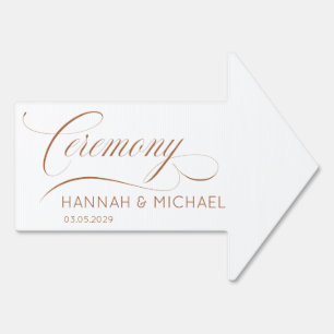 "Ceremony This Way Arrow"  Script Font, Elegant Sign