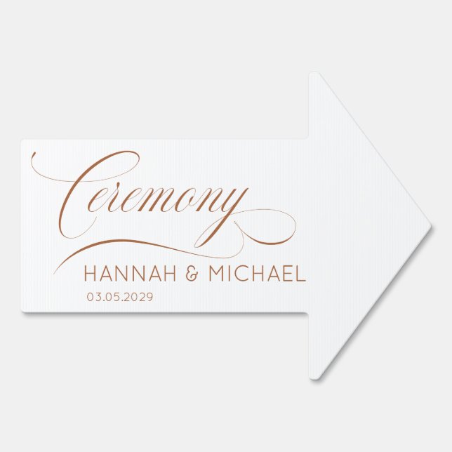 "Ceremony This Way Arrow"  Script Font, Elegant Sign (Back)