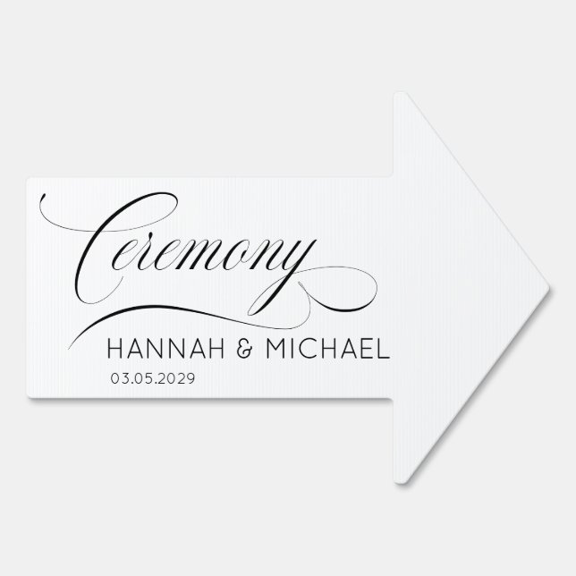 "Ceremony This Way Arrow"  Script Font, Elegant Sign (Back)