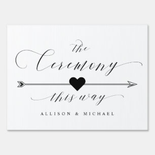 Ceremony This Way Calligraphy Script Arrow Wedding Sign