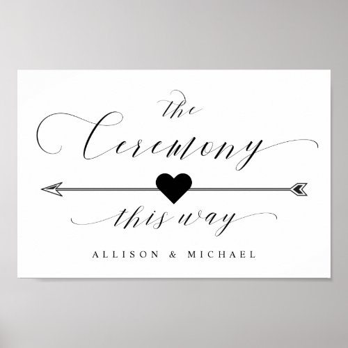 Ceremony This Way Elegant Script Directional Sign