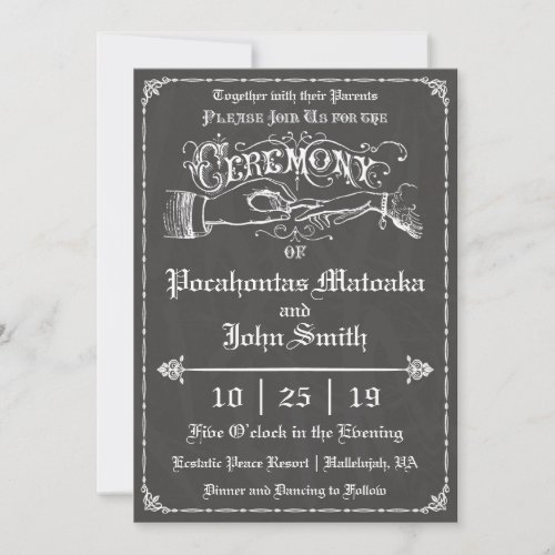Ceremony Vintage Chalkboard Wedding Invitation