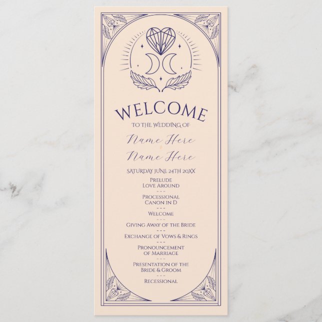 Ceremony Wedding Party Cards Tarot Programme Stars (Front)