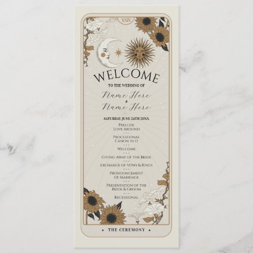 Ceremony Wedding Party Cards Tarot Welcome Menu