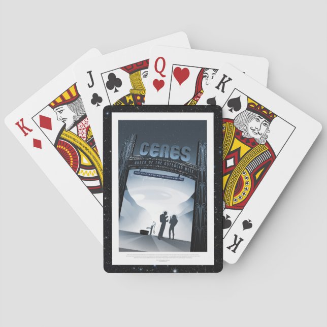 Ceres dwarf planet holiday advert space tourism poker cards (Back)