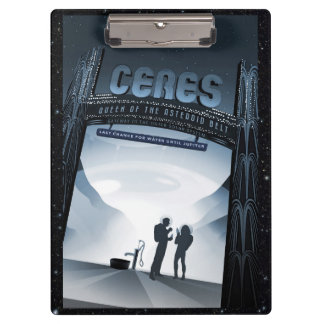 Ceres dwarf planet vacation advert space tourism clipboard
