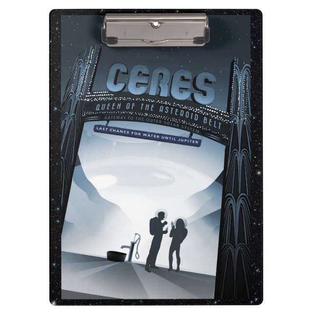Ceres dwarf planet vacation advert space tourism clipboard (Front)