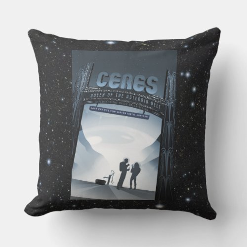 Ceres dwarf planet vacation advert space tourism outdoor pillow