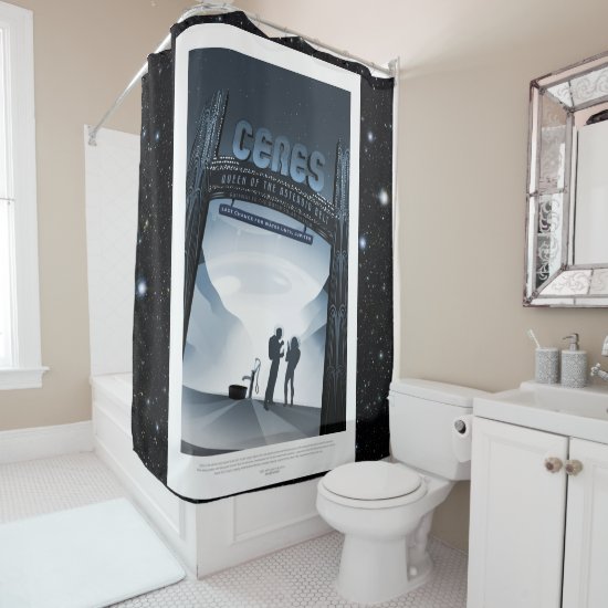 Ceres dwarf planet vacation advert space tourism shower curtain