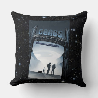 Ceres dwarf planet vacation advert space tourism throw pillow
