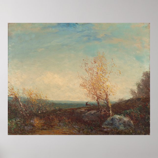 Cerf Dans La Forêt De Fontainebleau Félix Ziem Poster (Front)