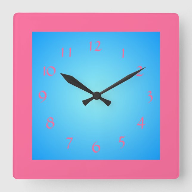 Cerice Pink Boarder /Blue Face>Wall Clock (Front)