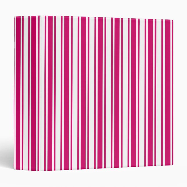 Cerise and white candy stripes 3 ring binder (Front/Spine)
