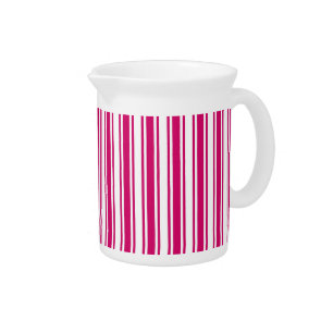 Cerise and white candy stripes beverage pitcher