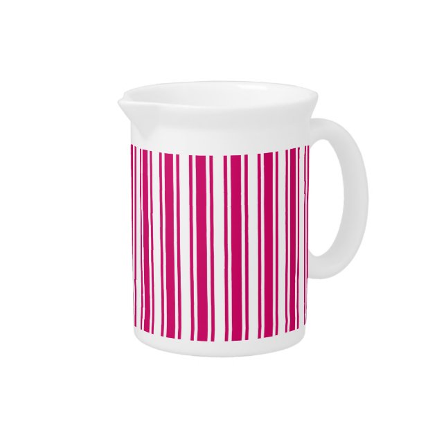Cerise and white candy stripes beverage pitcher (Right)