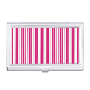 Cerise and white candy stripes business card case