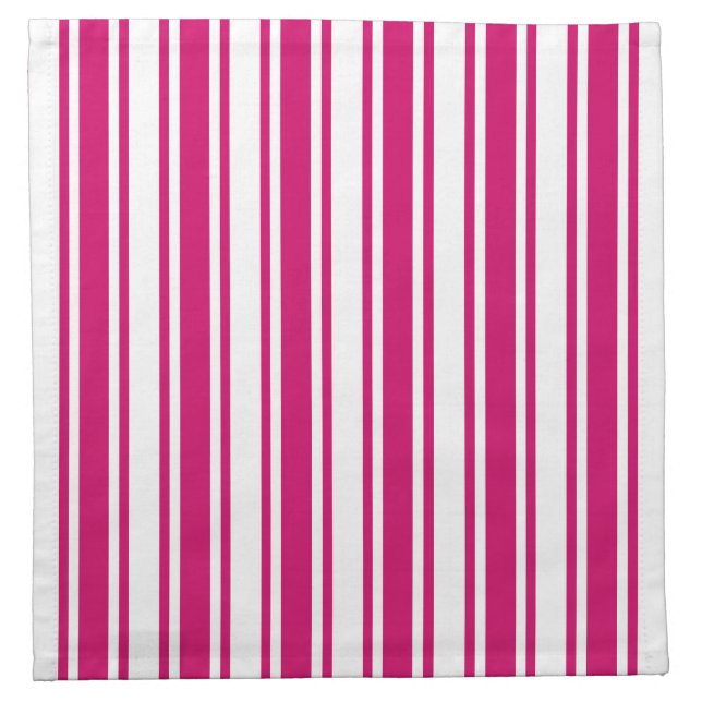 Cerise and white candy stripes cloth napkin (Front)