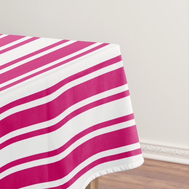Cerise and white candy stripes tablecloth (In Situ)