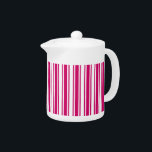 Cerise and white candy stripes teapot<br><div class="desc">Cerise and white candy stripes</div>