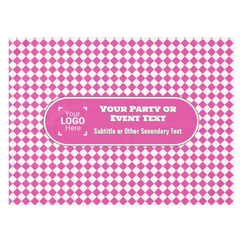 Cerise Diamonds _ Custom Central Text  Logo Event Tablecloth