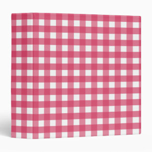 Cerise gingham 3 ring binder