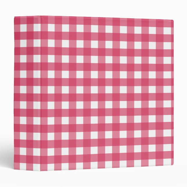 Cerise gingham 3 ring binder (Front/Spine)