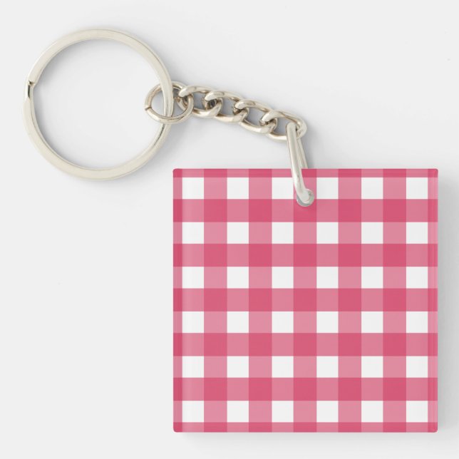 Cerise gingham keychain (Front)