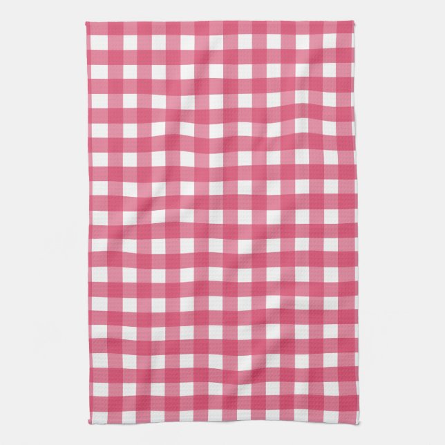 Cerise gingham kitchen towel (Vertical)