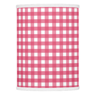 Cerise gingham lamp shade