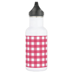 Cerise gingham stainless steel water bottle