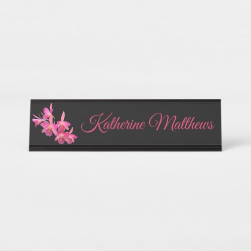 Cerise Hot Pink Red Orchids Hanging Name Plate