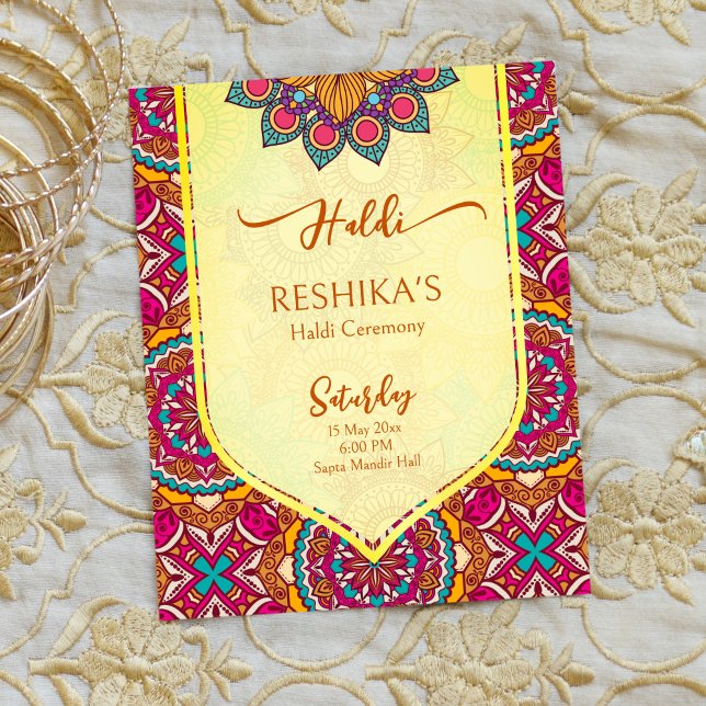 Cerise mandala rangoli mehndi budget invitation (Creator Uploaded)